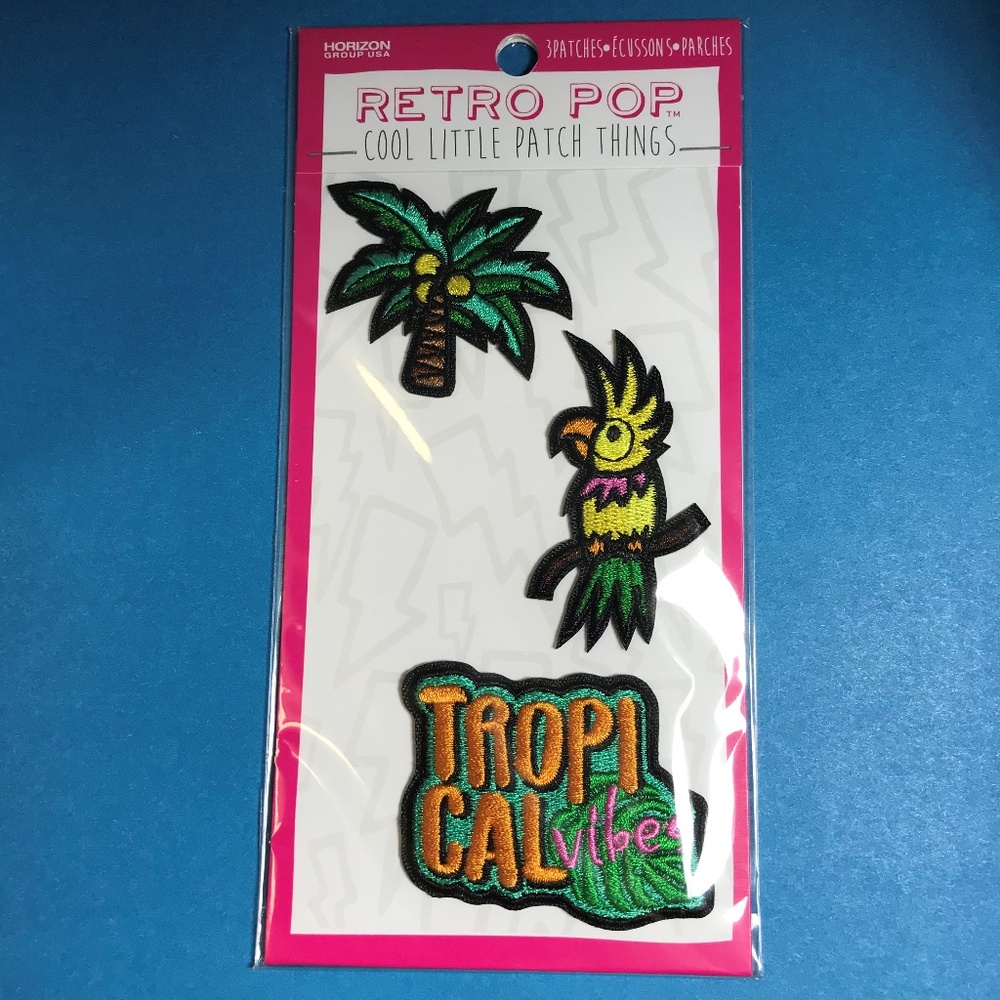 Set of 3 Palm Tree Parrot Tropical Vibes Patches